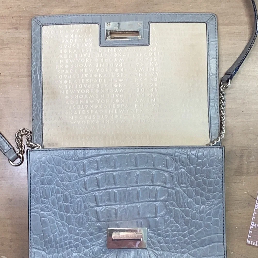 Kate Spade Grey Fiona Embossed Leather Bag Crossbody